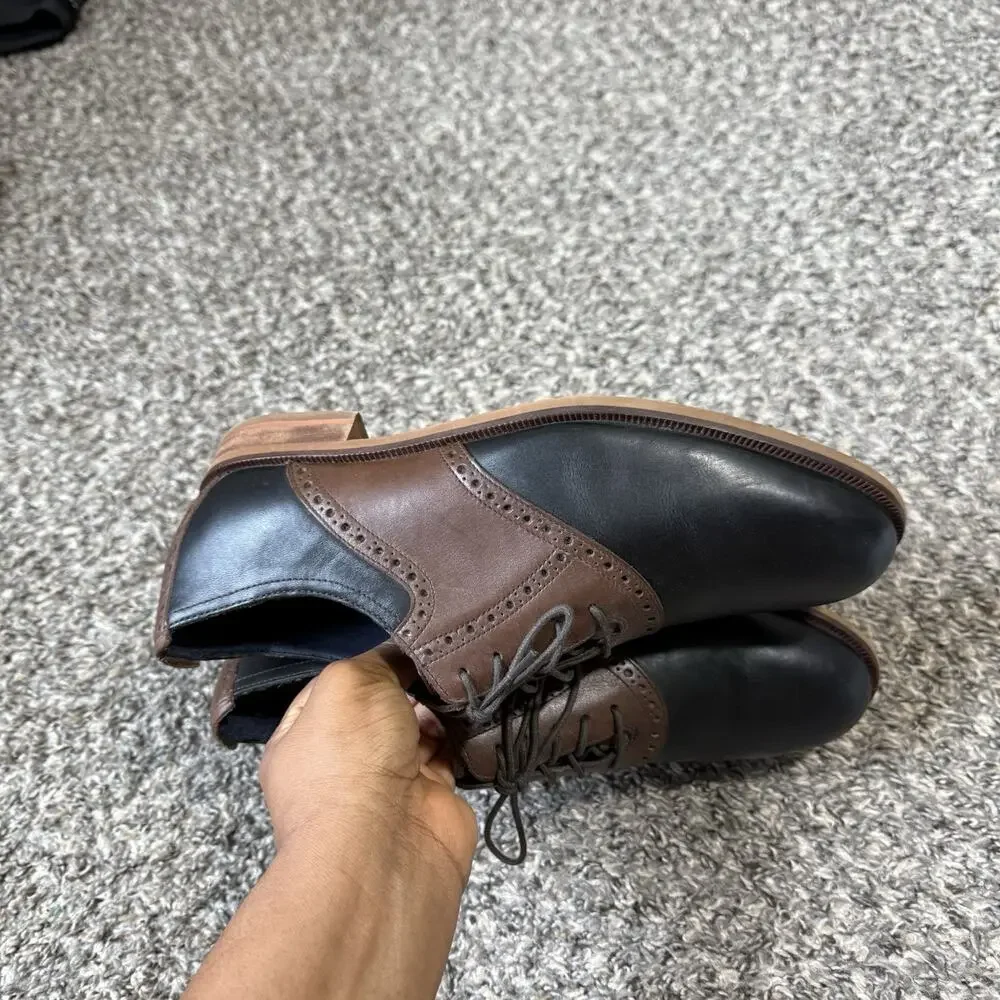 Cole Haan Carter Saddle Oxford Men's Size 9 M Wingtip Derby Shoes Black Brown